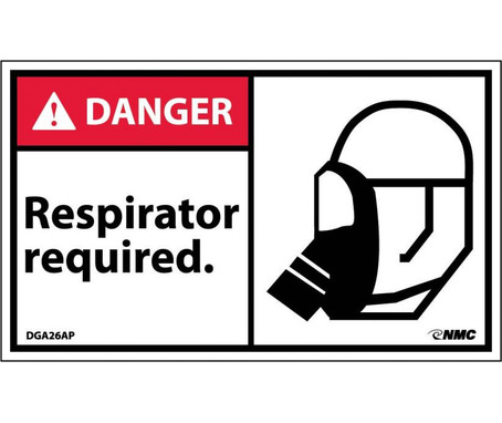 Danger: Respirator Required (Graphic) - 3X5 - PS Vinyl - Pack of 5 - DGA26AP