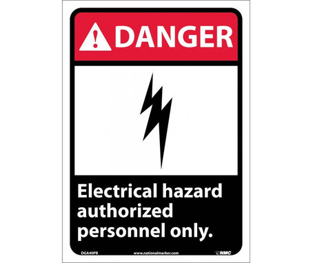 Danger: Electrical Hazard Authorized Personnel Only - 14X10 - PS Vinyl - DGA40PB