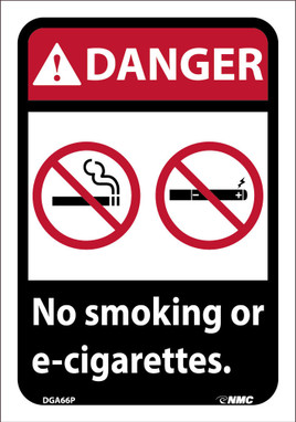 Danger: No Smoking Or E-Cigarettes - 10X7 - Pressure Sensitive Vinyl - DGA66P