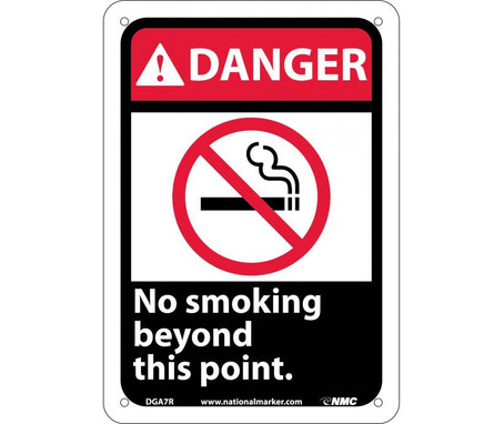 Danger: No Smoking Beyond This Point (W/Graphic) - 10X7 - Rigid Plastic - DGA7R