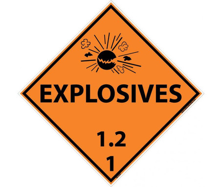 Placard - Explosives 1.2 1 - 10.75X10.75 - PS Vinyl - DL131P