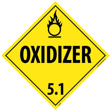 Dot Shipping Label - Oxidizer 5.1 - 4X4 - PS Vinyl - 500/Roll - DL14ALV