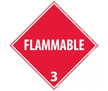 Placard - Flammable 3 - 10.75X10.75 - PS Vinyl - DL158P