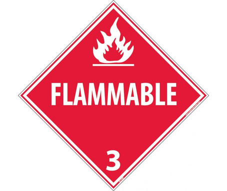 Placard - Flammable 3 - 10 3/4X10 3/4 - Rigid Plastic - DL158R