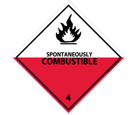 Dot Shipping Labels - Spontaneously Combustible 4 - 4X4 - PS Paper - 500/Rl - DL21AL