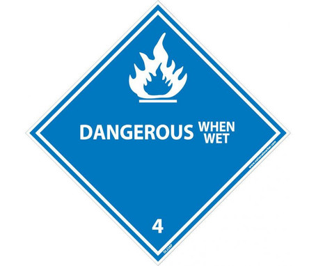 Dot Shipping Labels - Dangerous When Wet - 4X4 - PS Vinyl - Pack of 25 - DL22AP