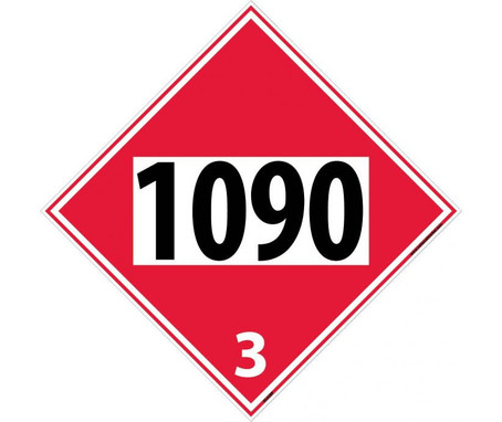 Placard - Acetone - Four Digit 1090 - 10.75X10.75 - PS Vinyl - DL83BP