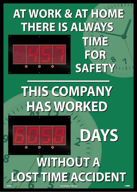 Digital Scoreboard - At Work & At Home There Is Always Time For Safety This Company Has Worked Days Without A Lost Time Accident - 2 Leds - DSB860