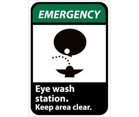 Emergency - Eye Wash Station Keep Area Clear (W/Graphic) - 10X7 - Rigid Plastic - EGA4R