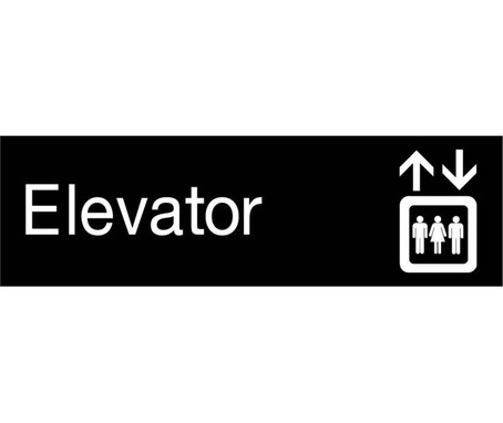 Engraved - Elevator - Graphic - 3X10 - Black - 2Ply Plastic - EN11BK