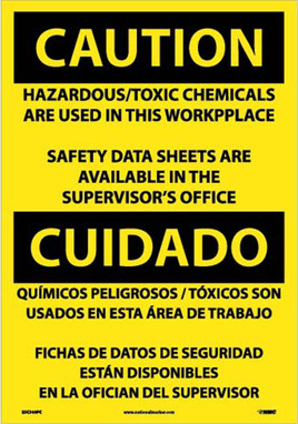 Caution: Hazardous Toxic Chemicals Are Use (Bilingual) - 20X14 - PS Vinyl - ESC309PC