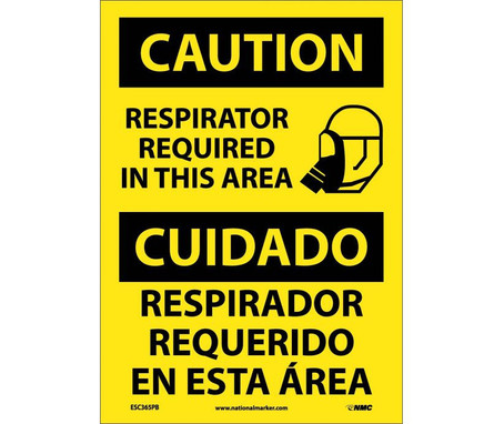 Caution: Respirator Required In This Area Bilingual - Graphic - 14X10 - PS Vinyl - ESC365PB