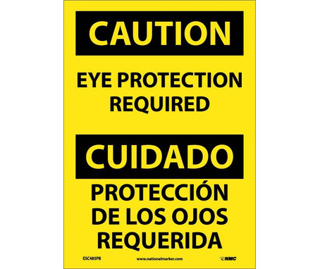 Caution: Eye Protection Required Bilingual - 14X10 - PS Vinyl - ESC485PB