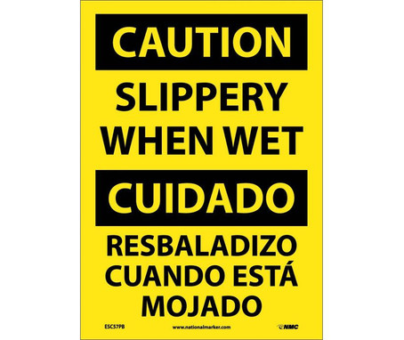Caution: Slippery When Wet (Bilingual) - 14X10 - PS Vinyl - ESC57PB