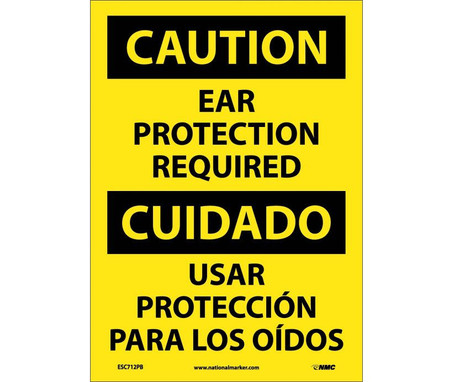 Caution: Ear Protection Required - Bilingual - 14X10 - PS Vinyl - ESC712PB
