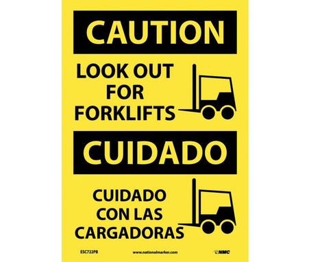 Caution: Look Out For Forklifts - Graphic - Bilingual - 14X10 - PS Vinyl - ESC722PB