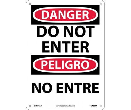 Danger: Do Not Enter Bilingual - 14X10 - .040 Alum - ESD104AB