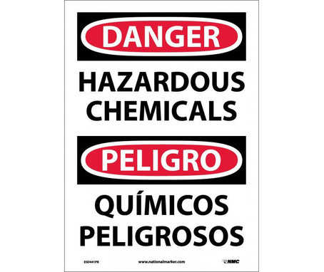 Danger: Hazardous Chemicals Bilingual - 14X10 - PS Vinyl - ESD441PB