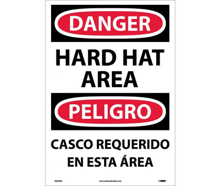 Danger: Hard Hat Area (Bilingual) - 20X14 - PS Vinyl - ESD46PC