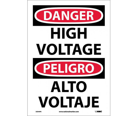 Danger: High Voltage (Bilingual) - 14X10 - PS Vinyl - ESD49PB