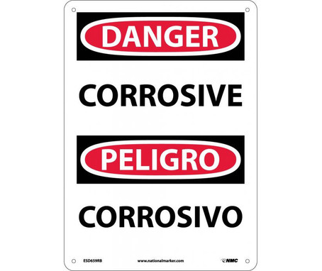 Danger: Corrosive - Bilingual - 14X10 - Rigid Plastic - ESD659RB