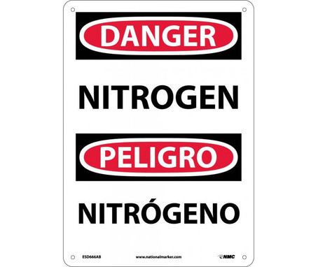 Danger: Nitrogen - Bilingual - 14X10 - .040 Alum - ESD666AB