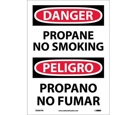 Danger: Propane No Smoking - Bilingual - 14X10 - PS Vinyl - ESD667PB