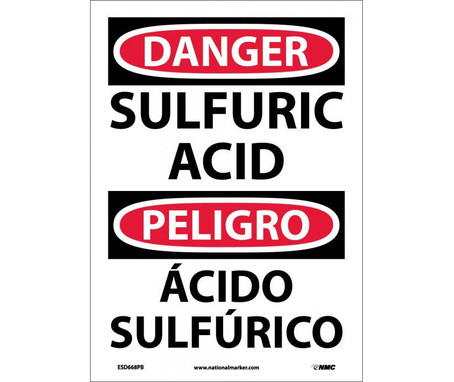 Danger: Sulfuric Acid - Bilingual - 14X10 - PS Vinyl - ESD668PB