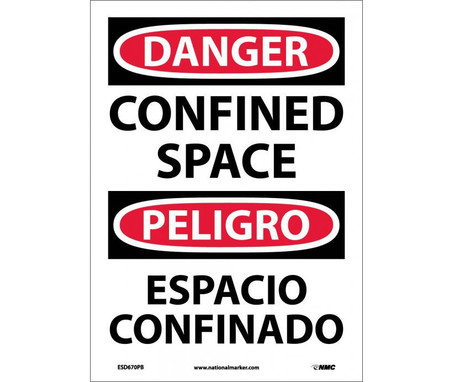 Danger: Confined Space - Bilingual - 14X10 - PS Vinyl - ESD670PB