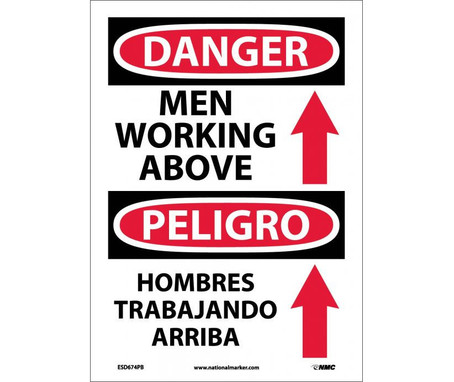 Danger: Men Working Above (Graphic) Bilingual - 14X10 - PS Vinyl - ESD674PB