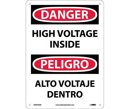 Danger: High Voltage Inside - Bilingual - 14X10 - .040 Alum - ESD678AB