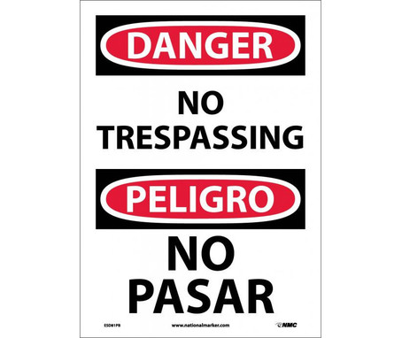 Danger: No Trespassing (Bilingual) - 14X10 - PS Vinyl - ESD81PB