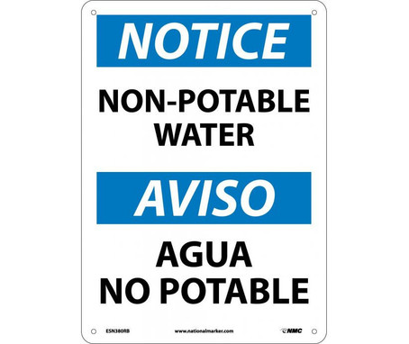 Notice: Non-Potable Water - Bilingual - 14X10 - Rigid Plastic - ESN380RB