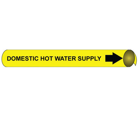 Pipemarker Strap-On - Domestic Hot Water Supply B/Y - Fits 8"-10" Pipe - G4038