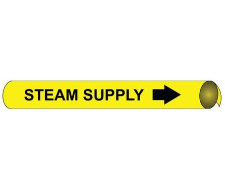 Pipemarker Strap-On - Steam Supply B/Y - Fits 8"-10" Pipe - G4099