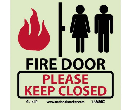 Fire - Fire Door Please Keep Closed - 7X7 - PS Vinylglow - GL144P