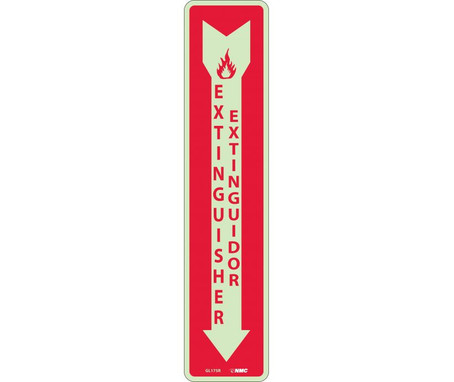 Fire - Fire Extinguisher Bilingual - 18X4 - Rigid Plasticglow - GL175R