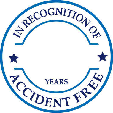 Hard Hat Emblem - In Recognition Of Years Accident Free - 2" Dia - PS Vinyl - HH149