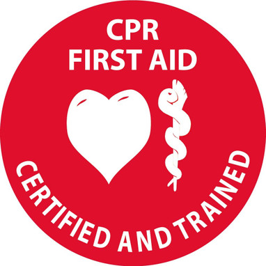 Hard Hat Label - Cpr First Aid Certified And Trained - 2"Dia. Reflective PS Vinyl - Pack of 25 - HH55R