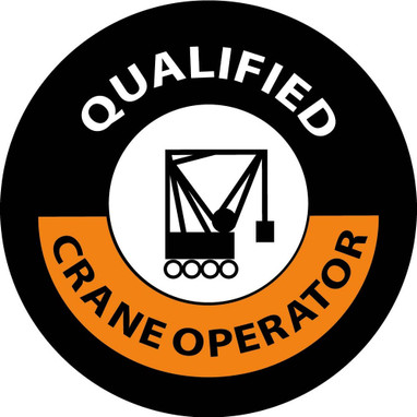 Hard Hat Label - Qualified Crane Operator - 2"Dia. Reflective PS Vinyl - Pack of 25 - HH58R
