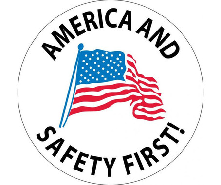 Hard Hat Emblem - America And Safety First - 2 Dia - PS Vinyl - Pack of 25 - HH61