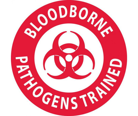 Hard Hat Emblem - Blood Bourne Pathogens Trained - 2 Dia - PS Vinyl - Pack of 25 - HH64