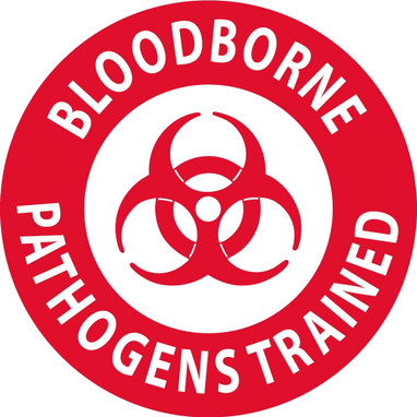 Hard Hat Label - Blood Bourne Pathogens Trained - 2"Dia. Reflective PS Vinyl - Pack of 25 - HH64R