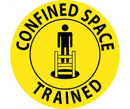 Hard Hat Emblem - Confined Space Trained - 2 Dia - PS Vinyl - Pack of 25 - HH69