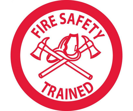 Hard Hat Emblem - Fire Safety Trained - 2 Dia - PS Vinyl - Pack of 25 - HH72