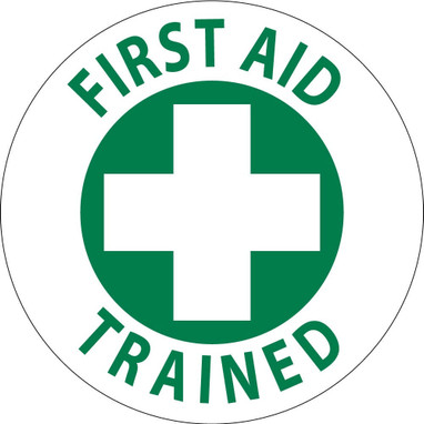 Hard Hat Label - First Aid Trained - 2"Dia. Reflective PS Vinyl - Pack of 25 - HH73R