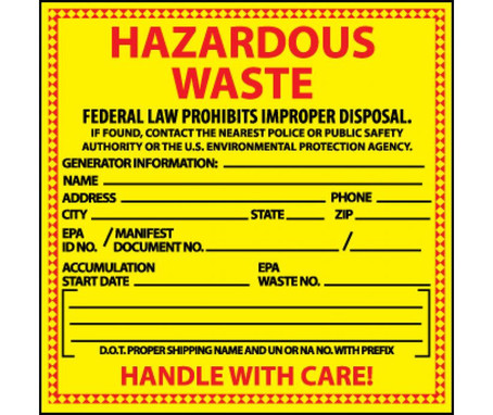 Labels - Hazardous Waste - 6X6 - PS Paper - 500/Rl - HW10