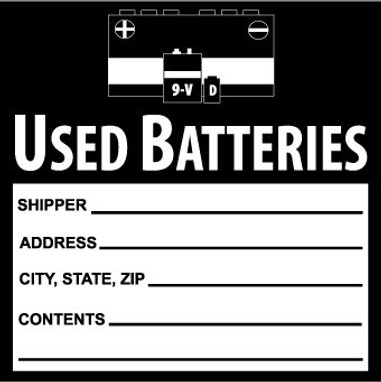Labels - Used Batteries - 6X6 - PS Paper - 500/Roll - HW37AL