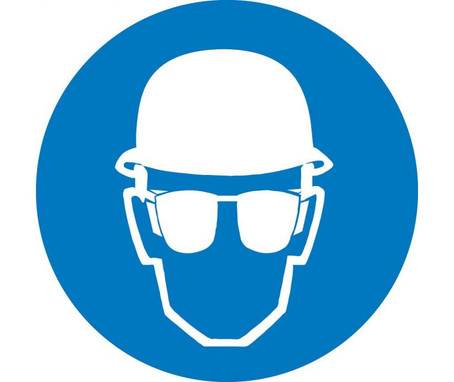 Label - Graphic For Wear Head And Eye Protection - 2In Dia - PS Vinyl - ISO210AP