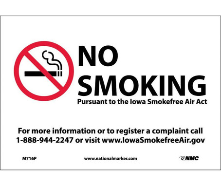 Iowa No Smoking (Graphic) - 7X10 - PS Vinyl - M716P